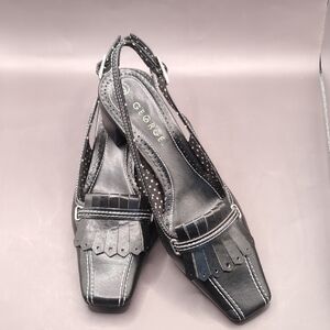 New In Box George Mara Black Sling Back Dress Shoe Size 6